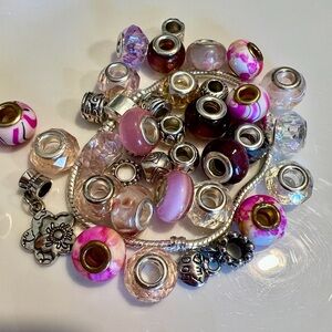 European glass beads, spacers and bracelet